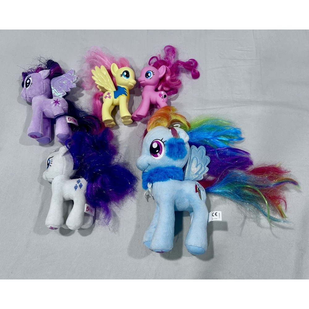 My Little Pony Lot 5 pc Dash Rarity Sparkle Fluttershy Pinkie Plush and Figurine